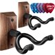thumbnail image 1 of Soporte de pared para guitarra CleFarc Black Walnut, paquete de 2 con accesorios, 1 of 7