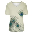 thumbnail image 4 of Camisetas con estampado floral con cuello en V para mujer Blusas femeninas cómodas a la moda Tops OAVQHLG3B Store  lin121212, 4 of 4