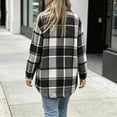 thumbnail image 6 of Sevevn Women Plaid Fleece‑Lined Shacket Jacket Button‑Down Sherpa Lined Flannel Shirt Coat with Chest Pocket Winter Outerwear Black XL, 6 of 7
