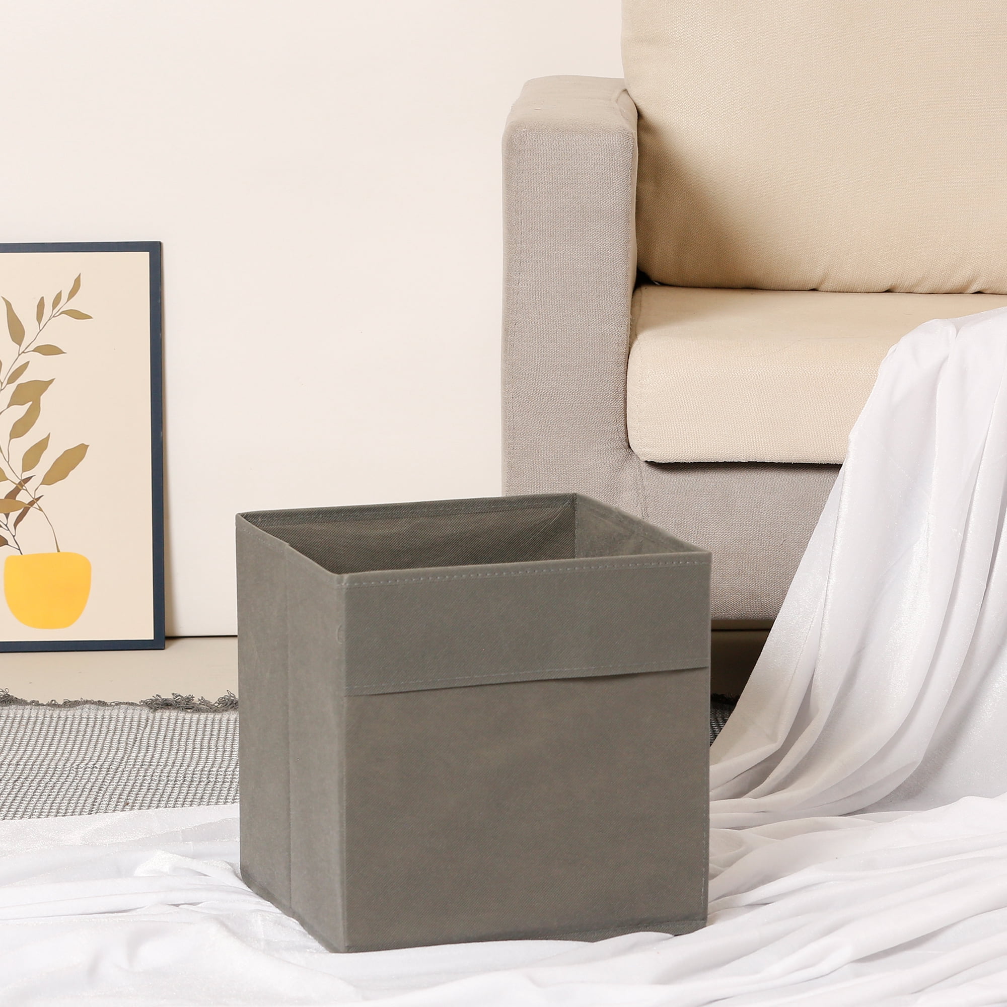 Unique Bargains Fabric Storage Cube Storage Bin Storage Basket Grey 11*10.5*10.5in