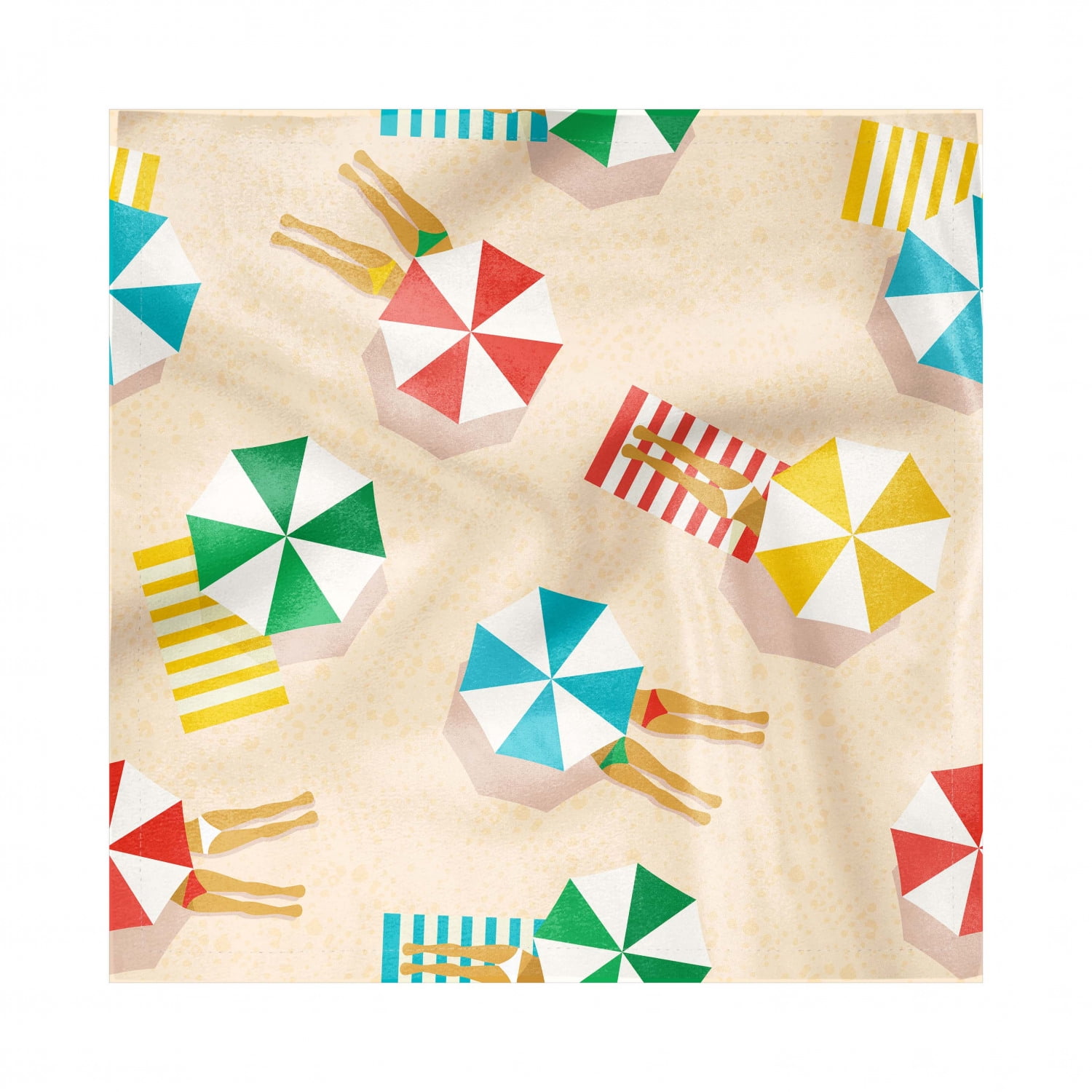Graphic Beach Napkins Set of 4, Summer Pattern with Repetitive Colorful