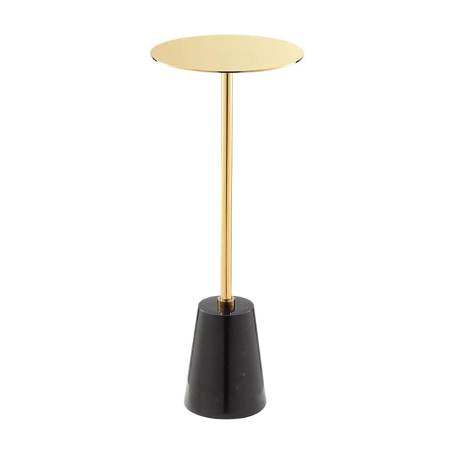 Mesa Benzara Sen con extremo lateral, tapa de metal y base de mármol