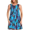 thumbnail image 1 of Fotbe Blue Butterflies Vestido de Verano sin Mangas para Mujer – Vestido Midi Línea A, Estilo Camiseta Floral, Vestido Playero Casual y Fluido, 1 of 7