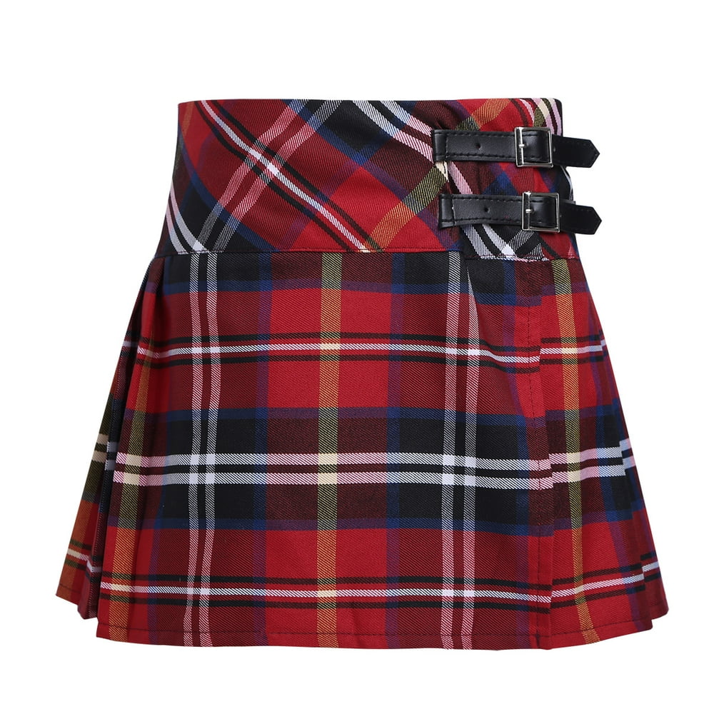Iefiel Girls Plaids Pleated Tartan Skirt Billie Kilt Scottish School 