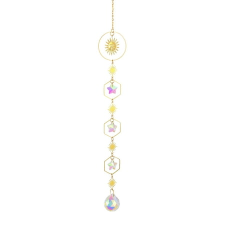 Yucurem Crystal Wind Chime Ball Star Pendant Hanging Garden Xmas Party Decor (D)