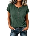 thumbnail image 2 of ClodeEU Women's Henley Neck Button Short Sleeve T-Shirt,Casual Loose Fit Solid Color Tee for Summer Green,Women's Plus XXL, 2 of 5