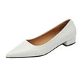 thumbnail image 2 of Miluxas Womens Dress Pointed Toe Matte Leather Slip On Party Chunky Low Heel Pumps Shoes White 8.5(41), 2 of 8