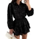 thumbnail image 2 of Conjunto de 2 Piezas de Blusa de Encaje para Mujer, Camisetas, Tops, Pantalones Cortos Ajustados, Ropa Deportiva para Fiesta y Club. Negro S, 2 of 8