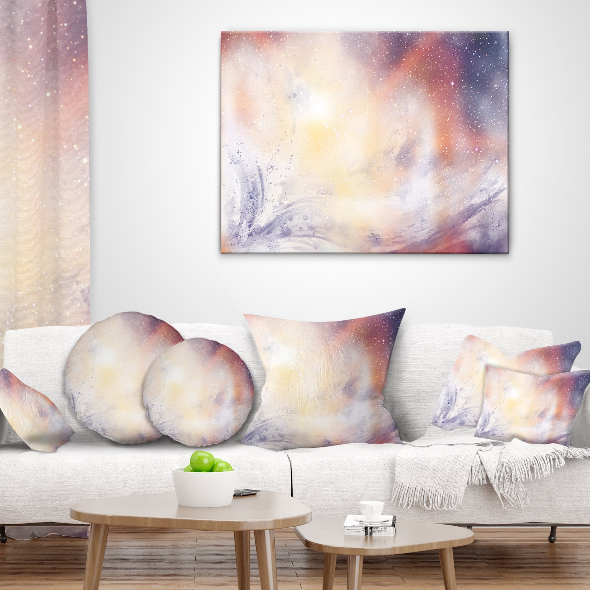 Designart Blurry Watercolor with Star - Abstract Throw Pillow - 18x18