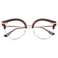 thumbnail image 2 of grinderPUNCH Womens Trendy Round Cat Eye Metal Clear Brown Glasses, 2 of 5