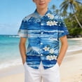 thumbnail image 6 of Ulanda Boys Hawaiian Shirt Short Sleeve Button Down Shirt Casual Floral Tropical Beach Shirts 6-14 Years (Dark Blue, 11-12 Years), 6 of 7