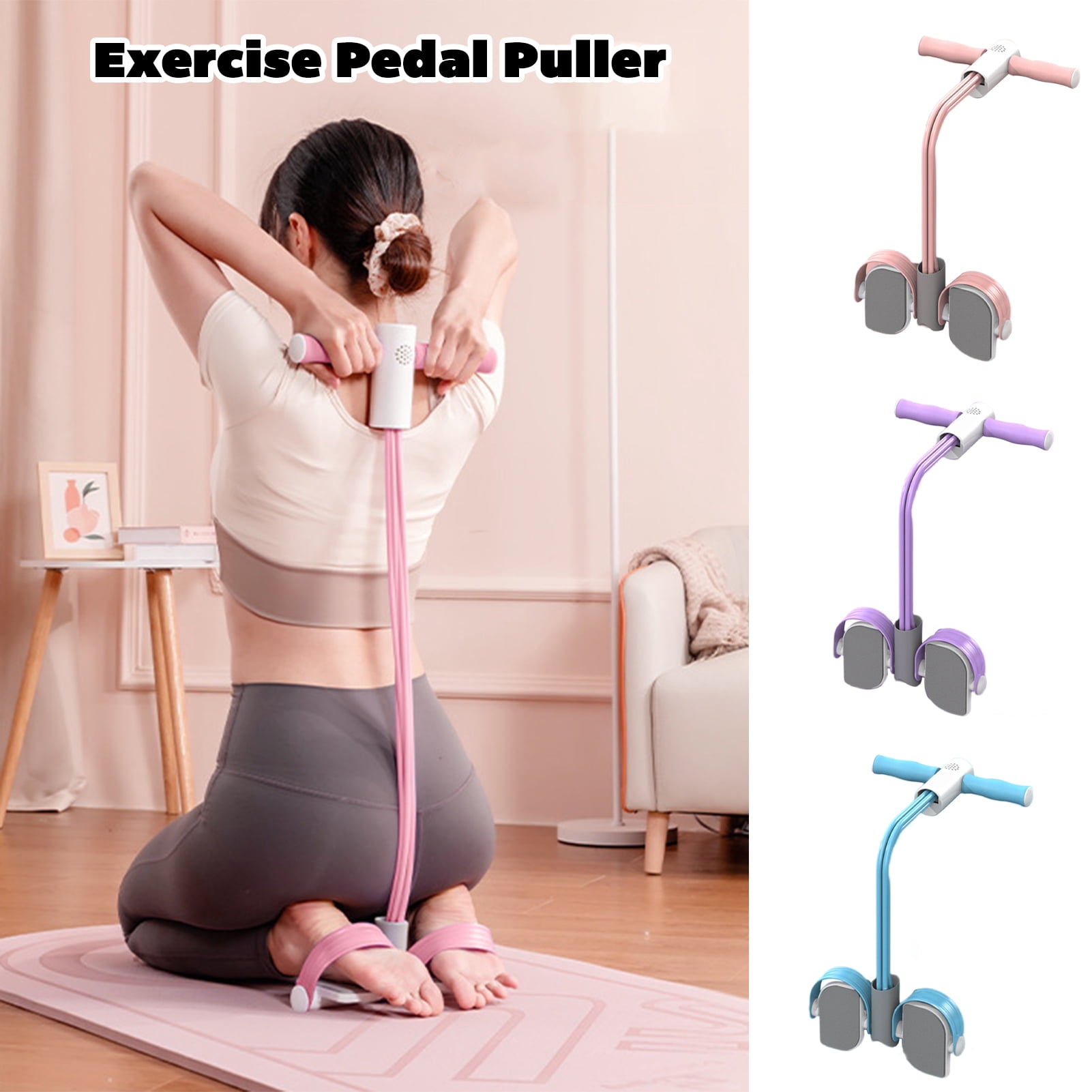 YIFAEUX Pedal Resistance Band with Digital Counter Multifunction Tension Rope 4/6-Tube Elastic Yoga Pedal Puller Body Stretching Trainer Home Gym Workout Equipment