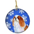 thumbnail image 1 of English Toy Spaniel Winter Snowflakes Holiday Christmas Ceramic Ornament, 1 of 1
