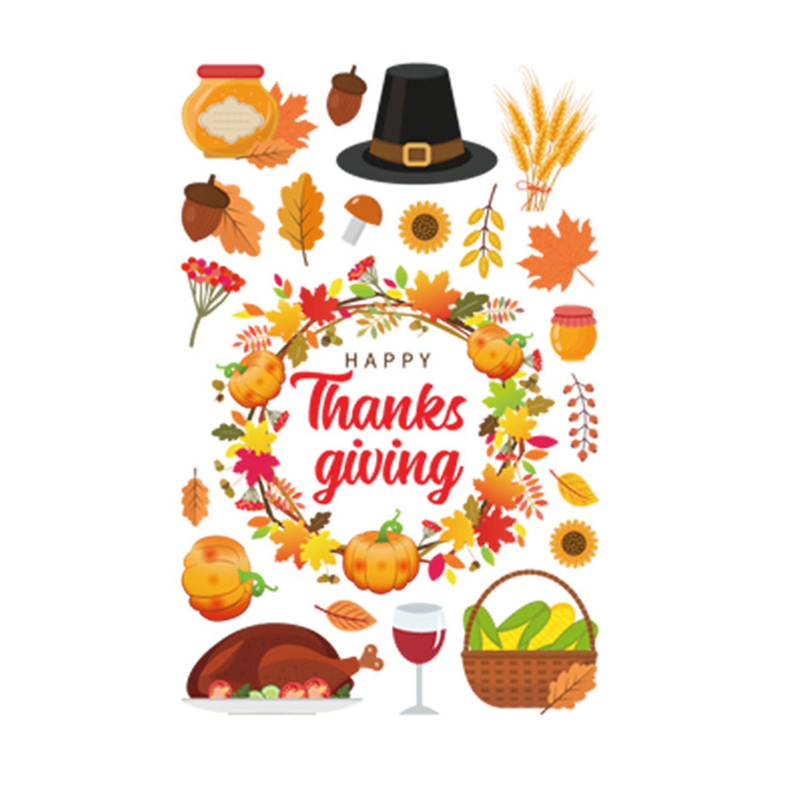 Thanksgiving Window Clings Decals Easy to Remove Window Clings for