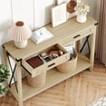 thumbnail image 4 of Towallmark 43" Rattan Console Table, Boho Entryway Table With Storage Drawers, Living Room Hallway Foyer Accent Table, Burlywood, 4 of 7