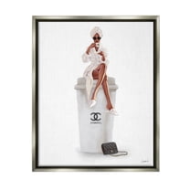 Stupell Industries Upscale Brand Woman Glam Brunch Coffee Graphic Art Luster Gray Floating Framed Canvas Print Wall Art, Design by Ziwei Li