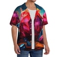 thumbnail image 2 of Goofa Colorful Stone World Printed Men's Casual Short-sleeved Shirt,Lightweight Breathable Button-down,Summer Casual men's top,Versatile Fashion shirt-Medium, 2 of 7