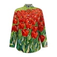 thumbnail image 6 of Xunmmm Womens Long Sleeve Shirt Floral Printed Fashion Casual Tops Womens Blouse Button Down Shirts for Women Red XL, 6 of 7