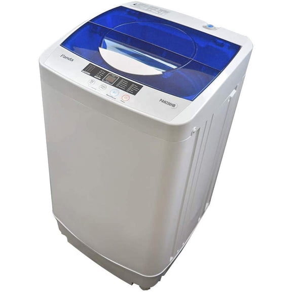Panda 1.34 cu.ft Compact Portable Top Load Cloth Washing Machine in Gray, Electric Washer 10 lbs Capacity, 10 Wash Programs, 2 built in rollers/casters