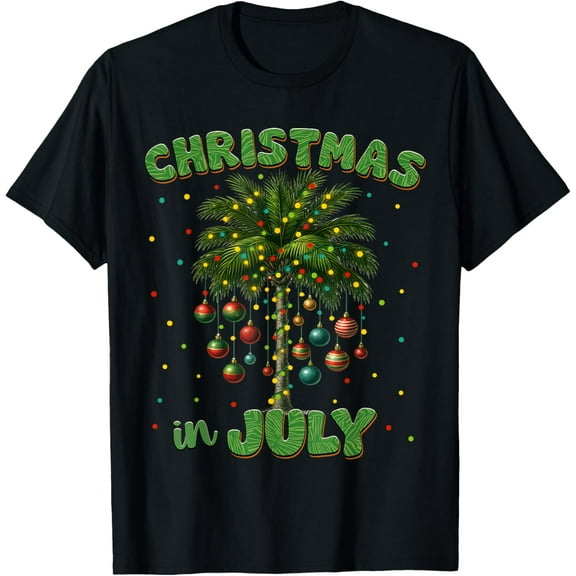 Christmas In July Palm Tree Hawaii Beach Summer Vacation Tee T-Shirt TShirt