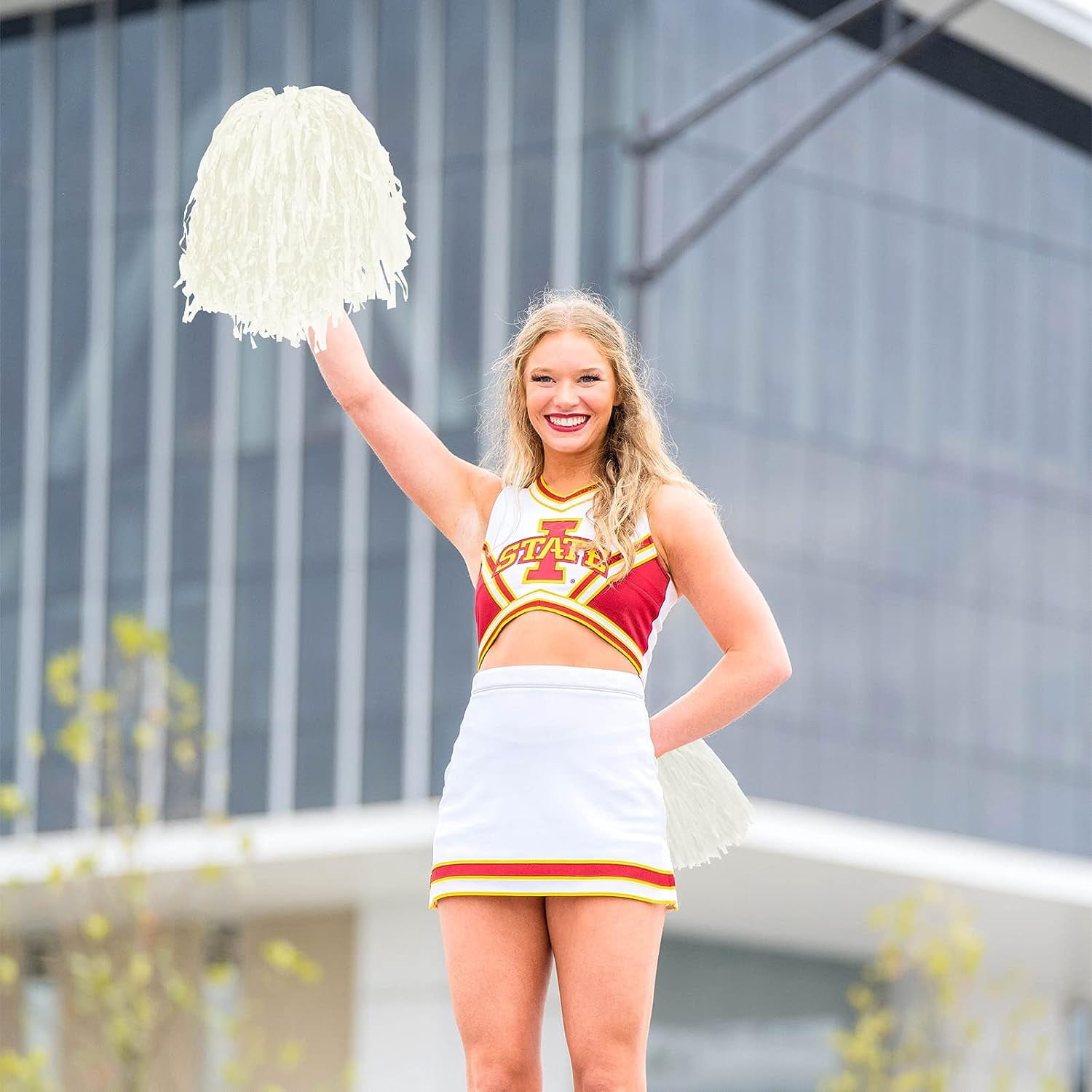 LINLIN 12Pcs Metallic Cheerleading Pom Poms with Cozy Handle, Adorable Cheerleader Pompoms Hand Flowers for Kids Adults Ball Dance Sports Team Spirit Cheering Fancy Dress Night Party