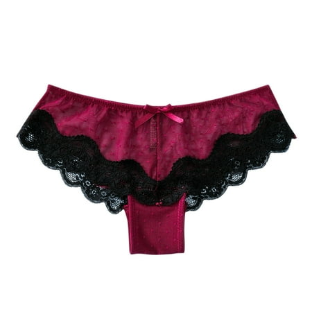 

Aayomet Women Panties Cotton Women Panties Pink Lace Transparent Hollow Out Underwear Comfort Seamless Low Waist Briefs Lingerie Lenceria Thong Wine L