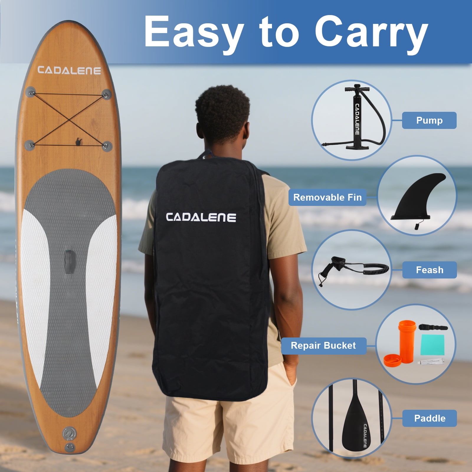 CADALENE 10'8'' Extra Wide Inflatable Stand up Paddle Board for Adults & Youth of All Skill Levels, with Premium SUP Accessories
