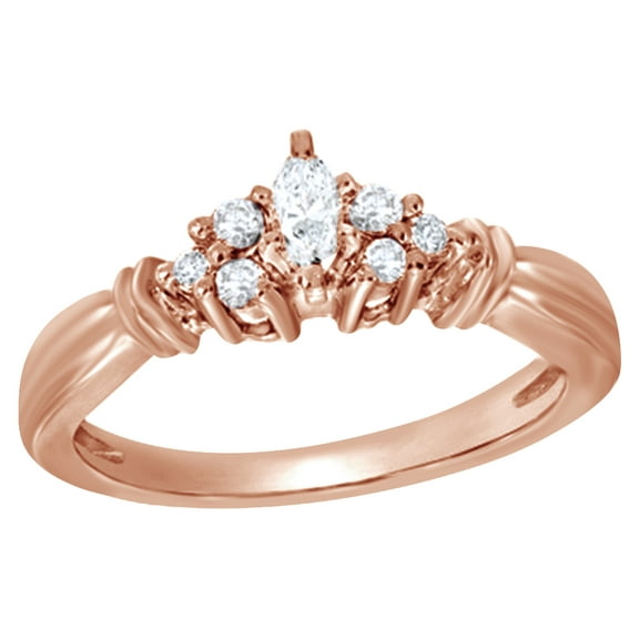 White Natural Diamond Collar Promise Ring In 14k Rose Gold (0.25 Cttw)