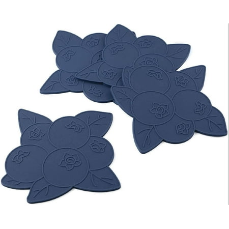

ware 4-Piece Anti-Slip Durable Reusable Silicone Coaster (Blueberry)