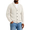 thumbnail image 3 of Dwellite Mens Cardigan Sweater V Neck Casual Button Down Sweaters Loose Fit Plus Size Sweaters Tops for Fall Winter Khaki M, 3 of 7