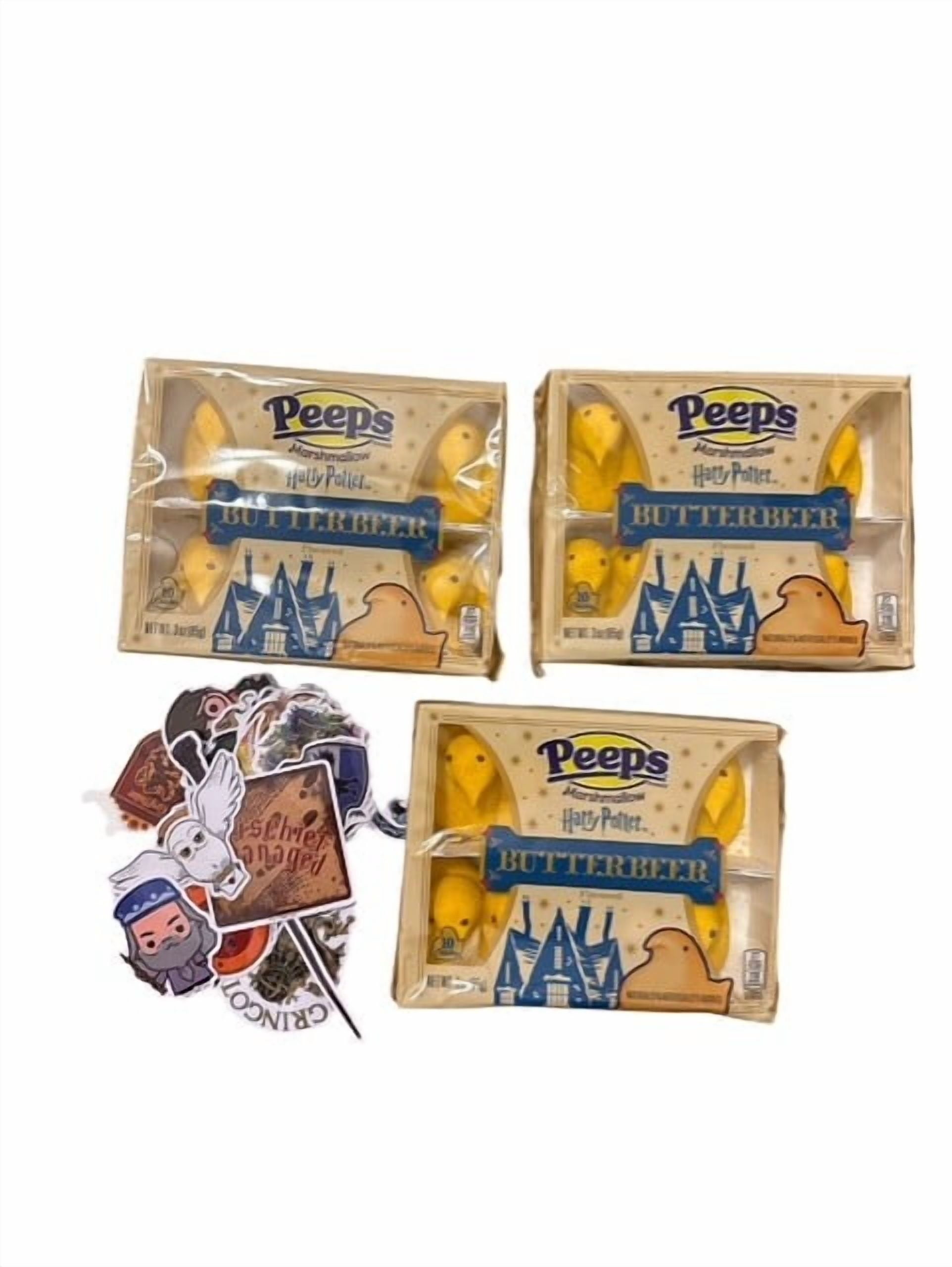 PEEPS HARRY POTTER BUTTERBEER FLAVORED MARSHMALLOW CHICKS, EASTER CANDY, WALMART EXCLUSIVE, 10 CT (3.0 OZ) 3 PACK PLUS A MYSTERY STICKER