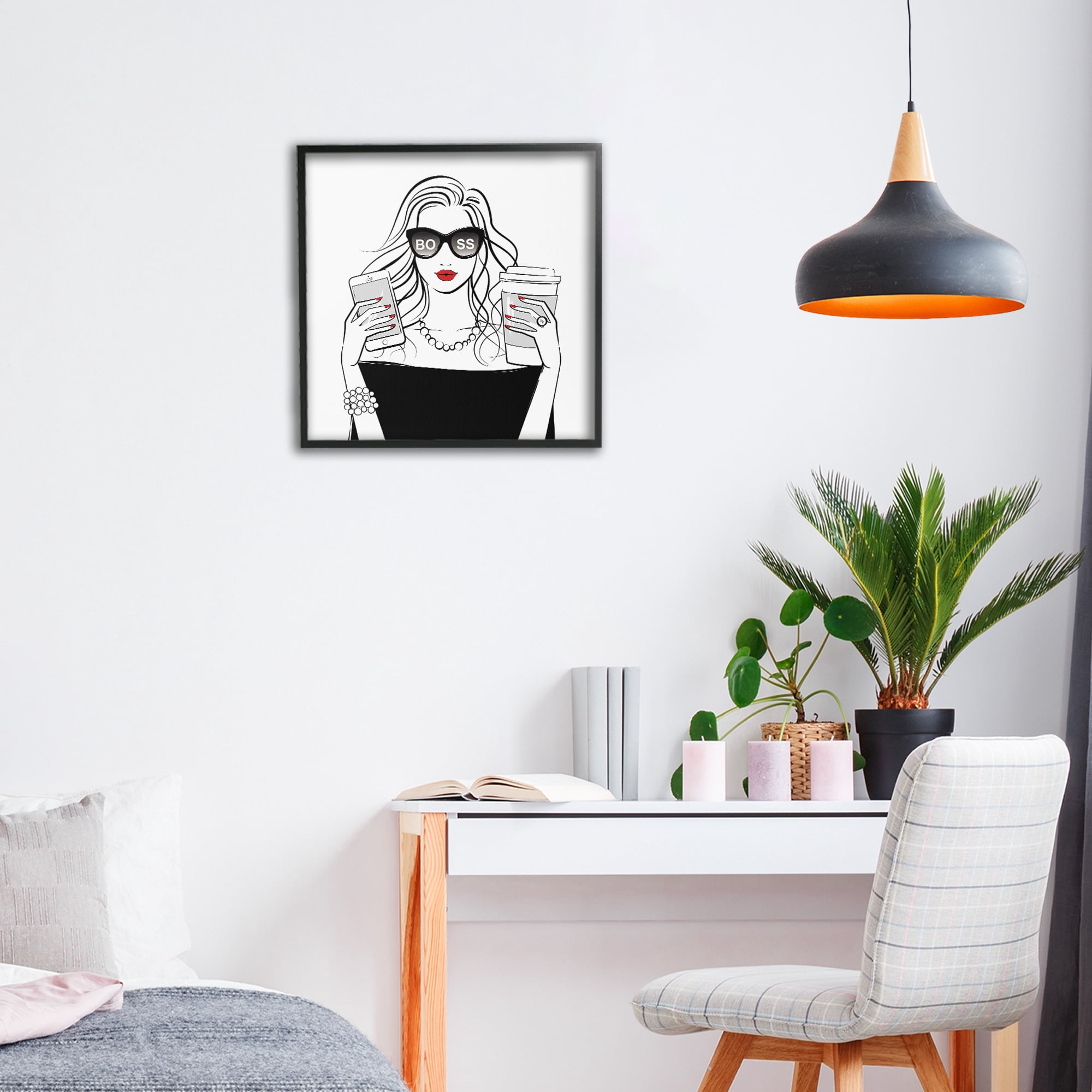 Stupell Industries Chic Boss Morning Coffee Moment Black Framed Giclee Art, design by Martina Pavlova