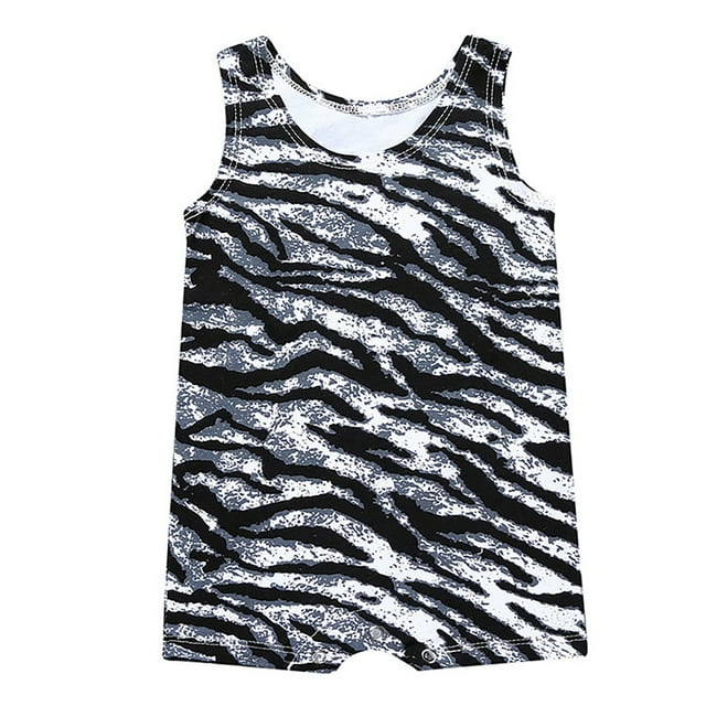 MIASHUI Barboteuse Tendance pour Filles Combinaison à Imprimé Mignon pour les Journées d'Été Tenue à la Mode pour Bébés et Tout-Petits Confortable Sans Manches Idéale pour