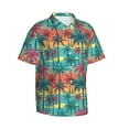thumbnail image 5 of Wukai Hawaii Palms Men's Hawaiian Shirt Short Sleeve Casual Button Down Summer Beach Aloha Shirt Tropical Print Holiday Party, 5 of 8