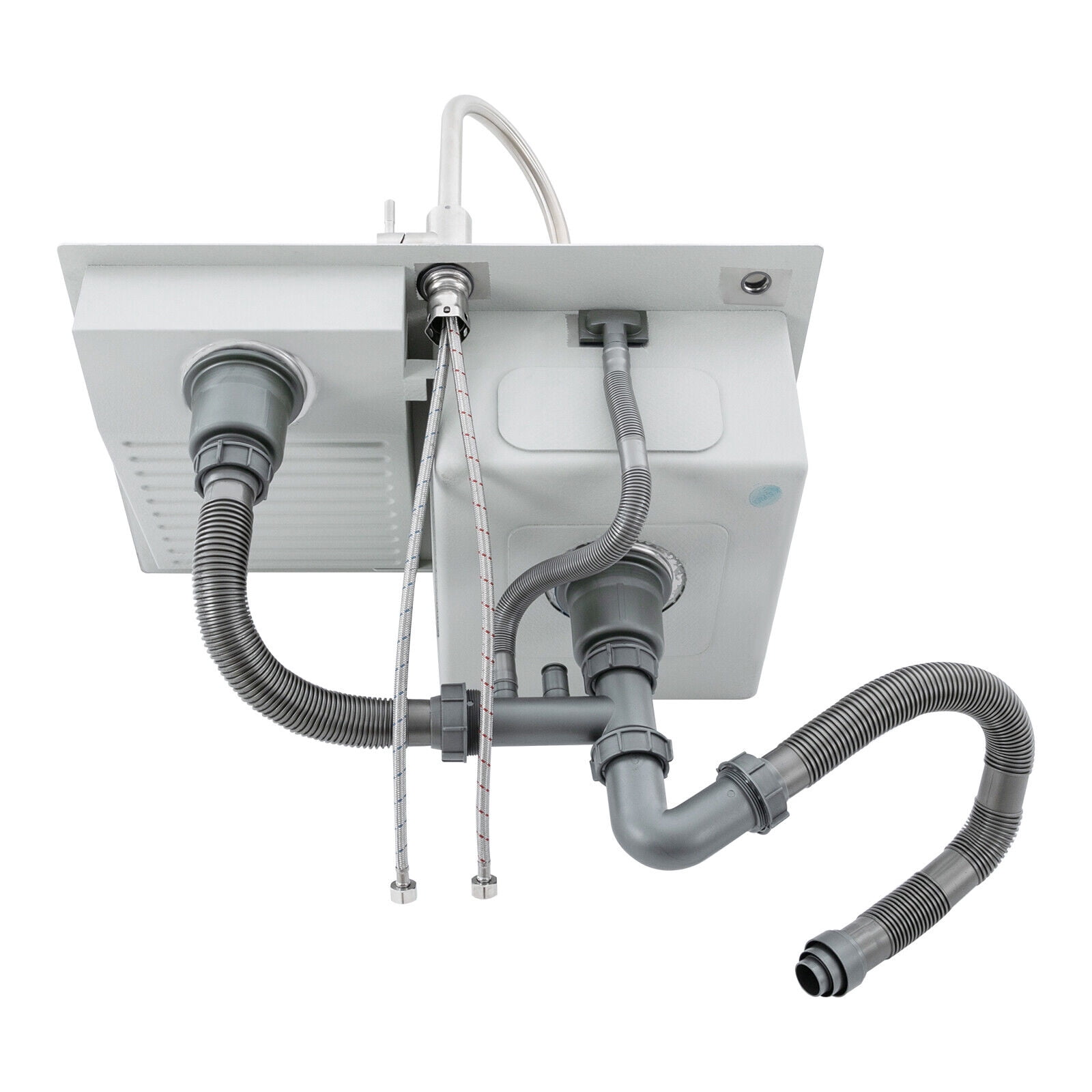 Drop-in Stainless Steel Double Bowl Kitchen, Bar and Laundry Utility Sink 70*48*22cm/ 27.56*18.9*8.66in