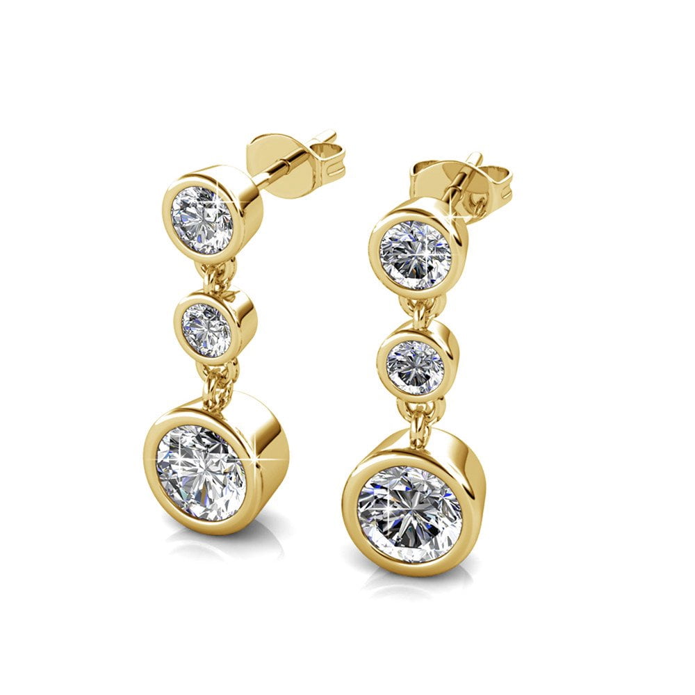 Cate & Chloe Bailey 18k Yellow Gold Plated Dangle Earrings with Swarovski Crystals, Gift for Women