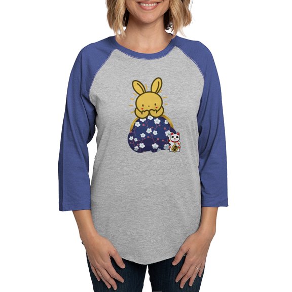 CafePress - Japanese Style Rabbit With P Long Sleeve T Shirt - Womens Baseball Tee