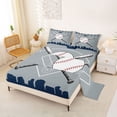 thumbnail image 2 of Erosebridal Est Baseball Sleep Queen Sheet Sets for Kids, Grey Blue Sport Bed Set, 4 Pieces, 2 of 5