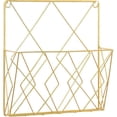 thumbnail image 1 of Metal Wall Mounted Magazine Rack, Newspaper Organizer Metal Wire Black Decorative Shelf File (Gold), 1 of 5