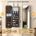thumbnail image 4 of LVSOMT 47.2" LED Mirror Jewelry Cabinet Wall Mounted or Door Hanging, Rounded Corner Jewelry Armoire Organizer, Lockable Full Length Mirror with Storage, Interior Mirror & Makeup Shelf,Rustic Brown, 4 of 11