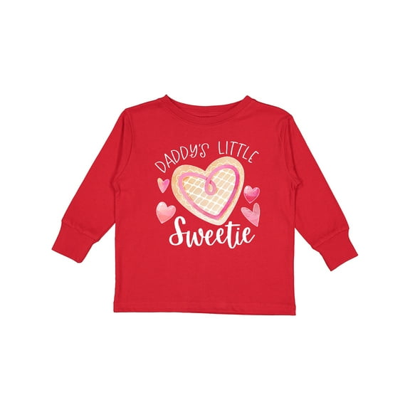Inktastic Daddy's Little Sweetie with Pink Heart Cookie Boys or Girls Long Sleeve Toddler T-Shirt
