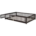 thumbnail image 5 of Kids Full Montessori Playpen Floor Bed Frame with Safety Guardrail Fence and Door for Boys Girls Toddlers Baby, 200lbs Load 79.5x41.8x17.5inch, Espresso, 5 of 9