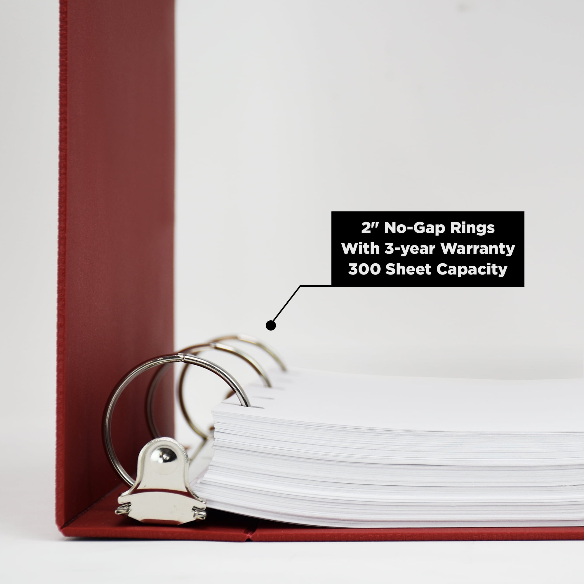 Carstens 2-Inch Heavy Duty 3-Ring Binder - Top Opening, Brick Red