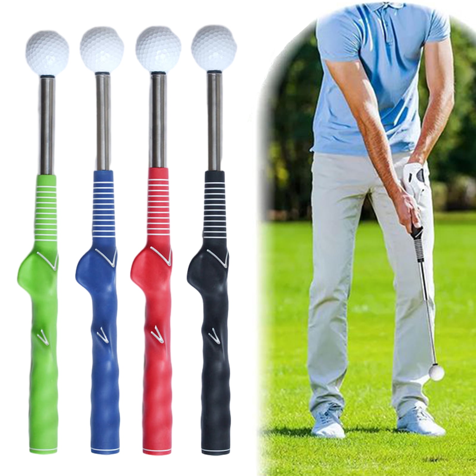 YIFAEUX Golf Grip Swing Training Aid with Click Feedback Retractable Club Golf Tempo Trainer for Warm-Up Indoor Practice Telescopic Short Club for Right Left Handed Golfers