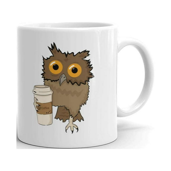 Owl With Cup of Coffee Coffee Tea Ceramic Mug Office Work Cup Gift 11oz