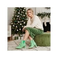 thumbnail image 5 of BLISSFUL STEP Women's Ankle Boots Pointed Toe Chunky Heel Side Zipper Stripe Bow Boots Green 9, 5 of 6