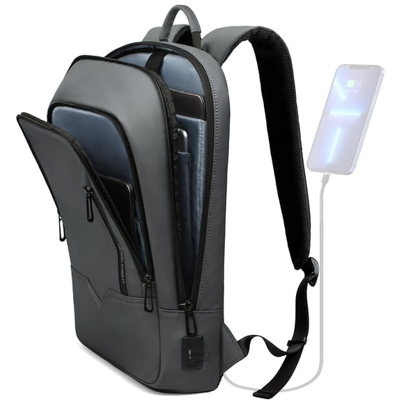 Mochila hk Business Slim para hombre con cargador USB de 15,6 pulgadas