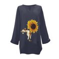 thumbnail image 3 of Blusa tipo camisa HUOGUO, talla grande, estampado floral, cuello en V, para mujer, 3 of 5