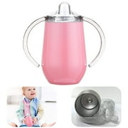 Stainless Steel Sippy Cups, 10 oz BPA Free Double Wall Vacuum Insulated Baby Sippy Cup Mug Tumbler with Handles for Toddlers, Kids,Pink