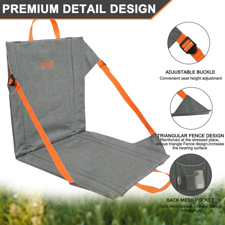 Folding Stadium Seat Cushion for Bleachers, Oxford Cloth Portable Bleacher Seat for Outdoor Sports, Size: 43, Gray